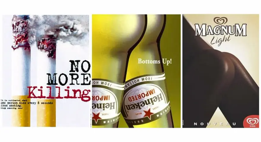 Publicidad subliminal ejemplos: cigarrillos, cerveza Heineken y helado Magnum.