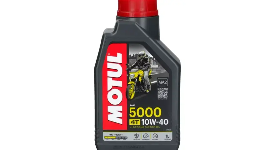Olej Motul 5000 10W-40 dla motocykli. 10w40 co oznacza? To lepkość oleju, idealna dla wielu silników 4-suwowych.