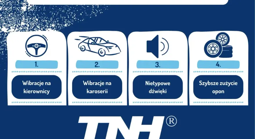 Objawy konieczności wyważenia kół: wibracje kierownicy, karoserii, nietypowe dźwięki, szybsze zużycie opon.