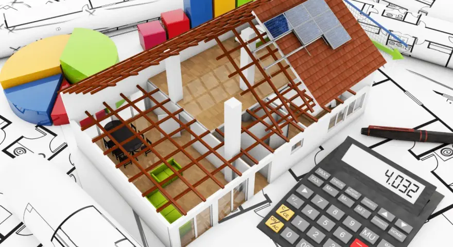 Kalkulacja kosztów ocieplenia domu: model domu, wykresy, kalkulator i plany architektoniczne.