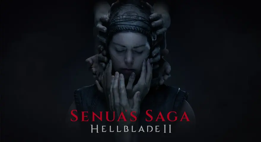 Senua, con los ojos cerrados y rodeada por manos que la sujetan, se prepara para su viaje en Hellblade 2.