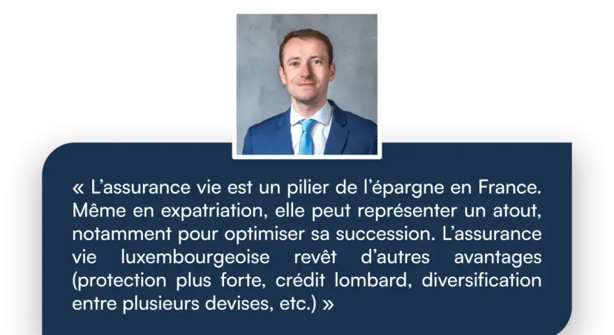 Portrait de Nicolas Decaudain, Président. Citation sur l'assurance vie, un atout pour les expatriés et la succession.