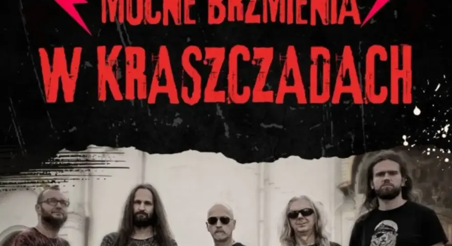 Zespół Turbo gotowy na mocne brzmienia w Kraszczadach. Pięciu mężczyzn w rockowym stylu.