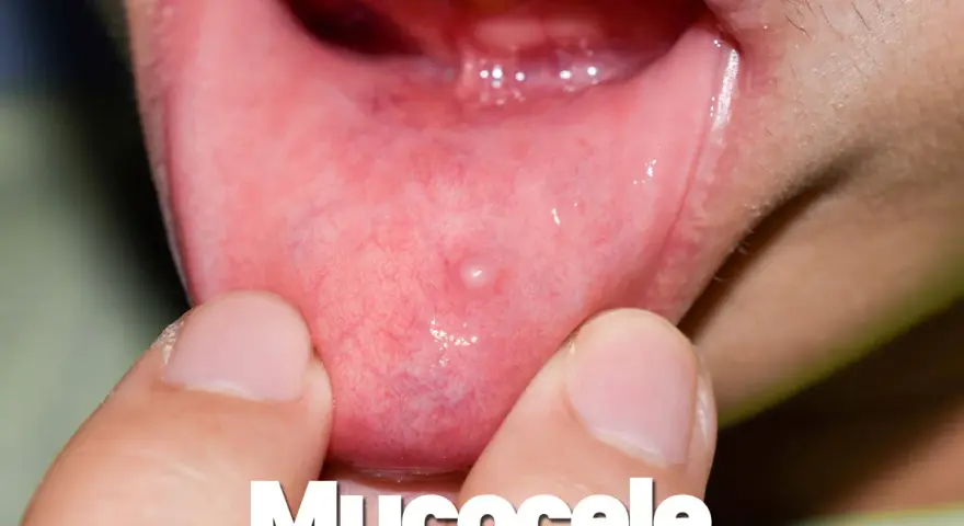 Piccolo mucocele sulle labbra, una piccola cisti piena di liquido che può comparire all'interno della bocca.