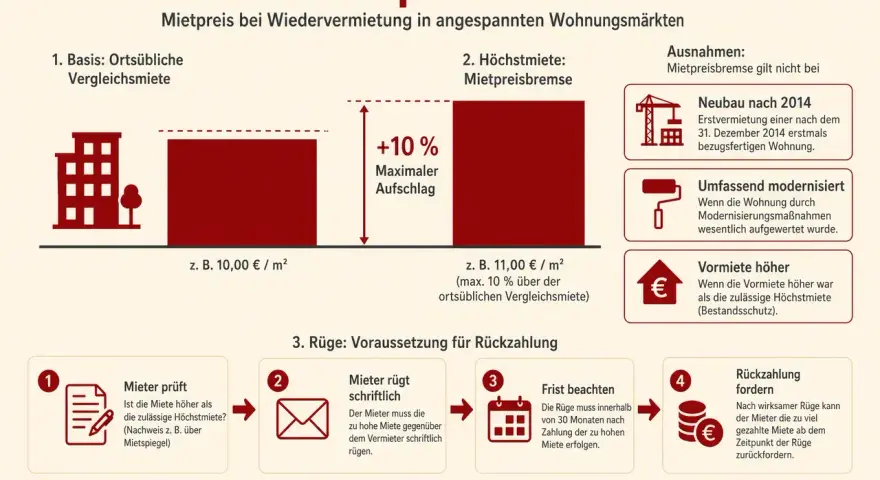 Die Mietpreisbremse in Essen schützt Mieter vor zu hohen Mieten bei Wiedervermietung. Sie begrenzt die Miete auf 10% über der ortsüblichen Vergleichsmiete.