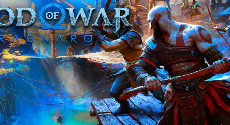 Kratos y Atreus luchan contra enemigos en los sumideros de God of War Ragnarök.