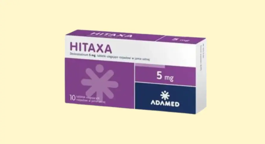 Hitaxa 5 mg to lek na alergię, który pomaga złagodzić objawy takie jak katar czy swędzenie.