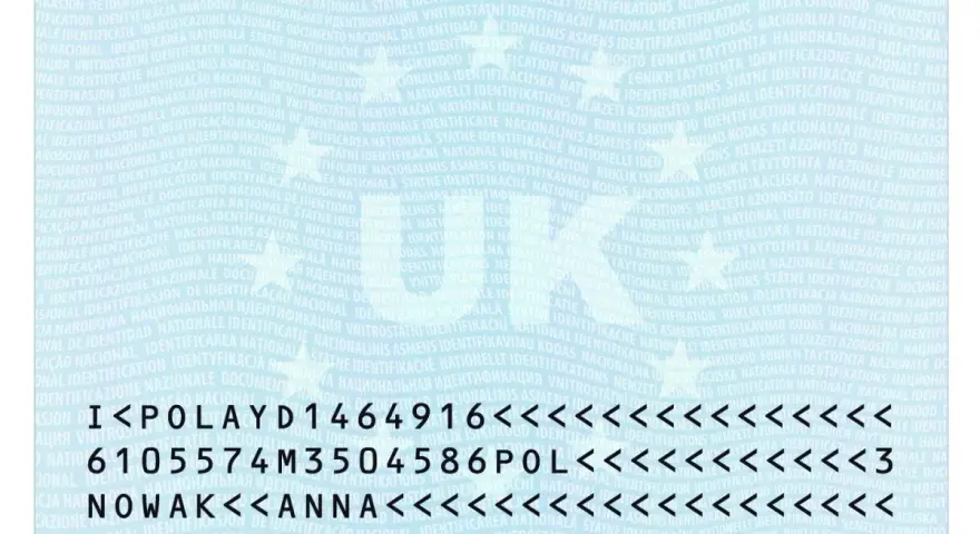 Karta identyfikacyjna z danymi: POLAYD1464916, 6105574M3504586POL, NOWAK, ANNA. To jest przykład eea national id card co to.