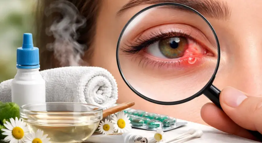 Occhio arrossato e infiammato, con un piccolo brufolo. Rimedi naturali e farmaci per il problema "olio nell'occhio cosa fare".