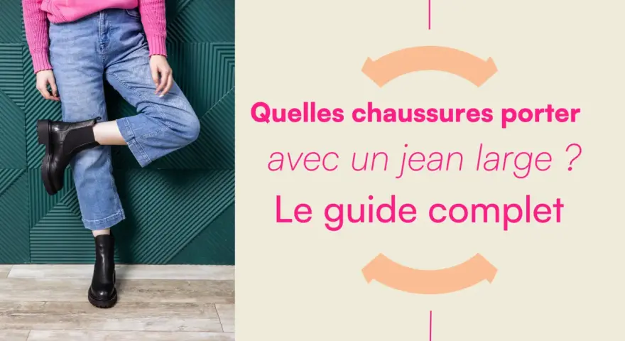 Guide complet : quelle chaussure avec un jean large femme ? Bottines noires et jean bleu décontracté.