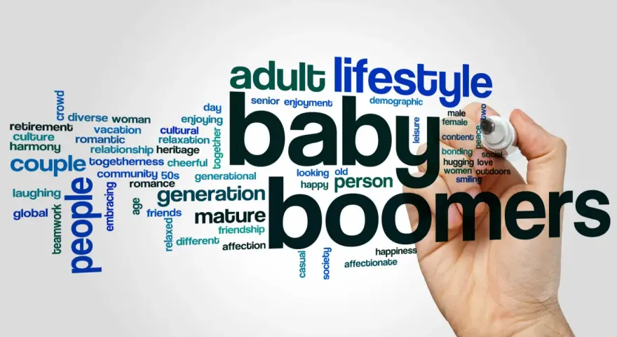Słowa kluczowe związane z pokoleniem baby boomers: dorosły, styl życia, pokolenie, szczęście, relaks, rodzina, przyjaźń, miłość, wspólnota.