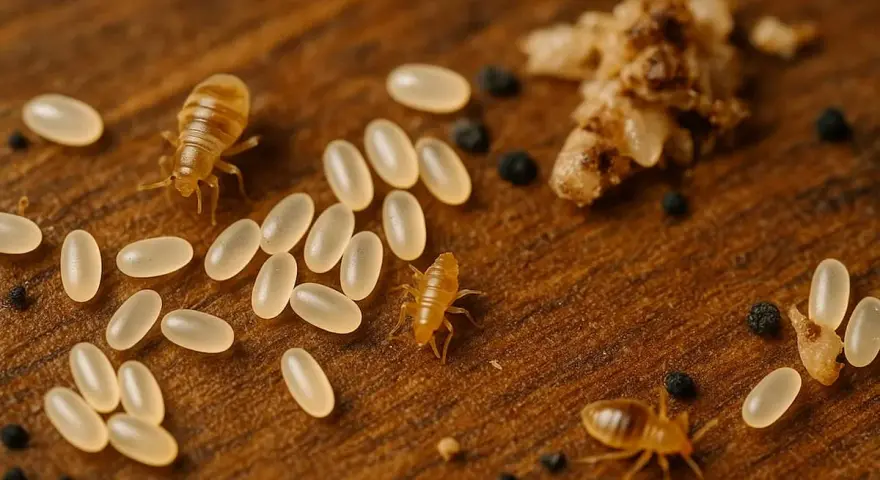 Huevos de insectos y ninfas en madera. Aprende a identificar huevos de insectos en casa para un control efectivo.