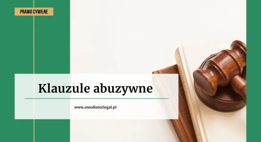 Prawo cywilne i klauzule abuzywne. Młotek sędziowski na księgach prawnych.