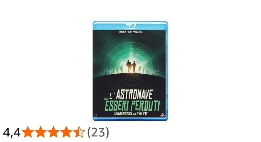 Copertina Blu-ray "L'astronave degli esseri perduti", con due figure che corrono verso una luce verde.