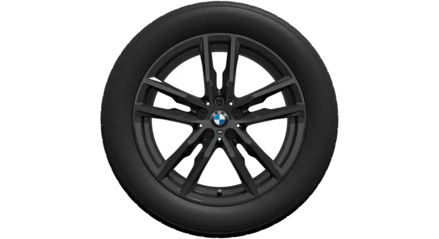 Cerchi BMW 19 M Sport originali, neri, con design a 5 razze sdoppiate e logo M.