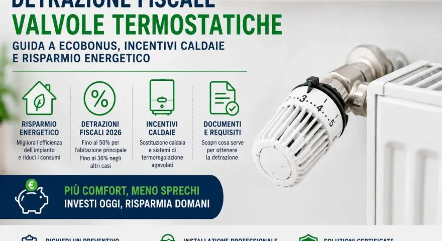 Detrazione fiscale per valvole termostatiche e incentivi caldaie. Risparmio energetico e comfort con la mera sostituzione caldaia.
