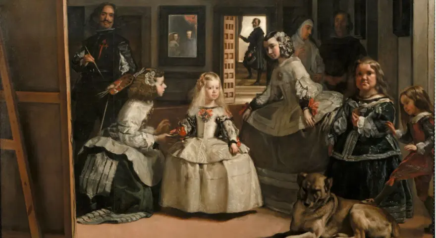 Comentario de Las Meninas: Velázquez pinta a la infanta Margarita y su corte, un perro y a sí mismo.