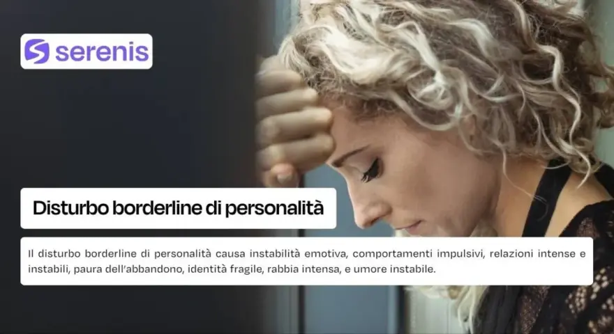 Donna con la testa appoggiata, simbolo di un test sul disturbo borderline di personalità. Descrive instabilità emotiva e paura dell'abbandono.