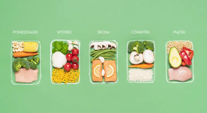 Przykładowy dieta keto plan na 5 dni: kurczak, orzechy, warzywa, ryby, awokado.