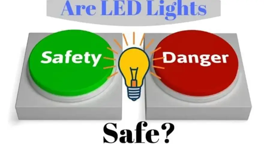 Czy ledy mogą się zapalić? Dwa przyciski: zielony "Safety" i czerwony "Danger", z żarówką pośrodku.