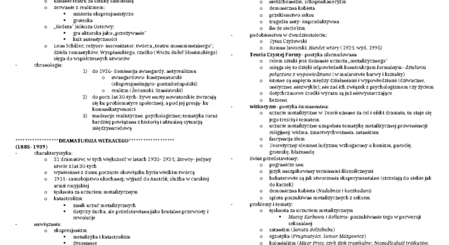 Jerzy Szaniawski, autor "Dramaturgii Witkacego", analizuje jego twórczość, od ekspresjonizmu po metafizykę.