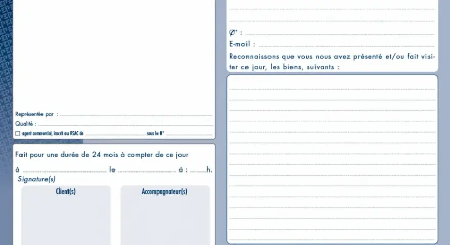 Bon de visite immobilier pour enregistrer les biens présentés. Ce document sert de preuve de visite.
