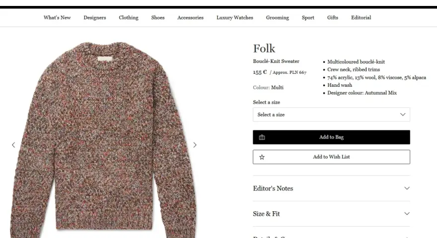 Wielokolorowy sweter Folk z mieszanki materiałów, w tym 74% akryl, z okrągłym dekoltem i prążkowanymi ściągaczami. Idealny na jesień.
