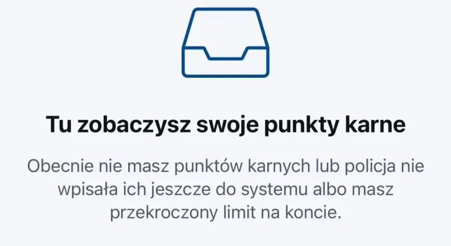 Ikona folderu i tekst: "Tu zobaczysz swoje punkty karne". Informacja, że punkty karne kasują się po pewnym czasie lub gdy przekroczono limit.