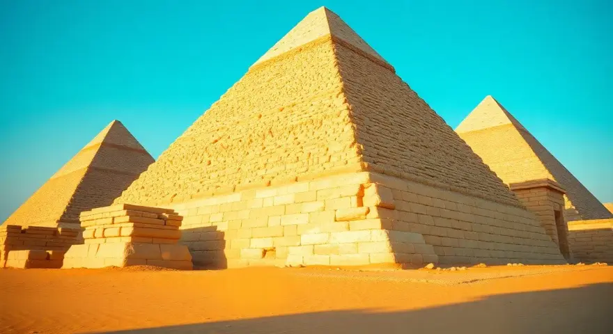 Majestätische Pyramiden in Ägypten, im warmen Licht der Wüstensonne.