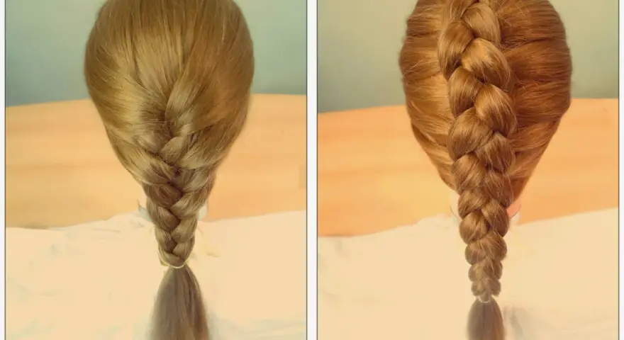 Warkocz z ciasta francuskiego, pleciony z brązowych włosów, wygląda apetycznie i elegancko.