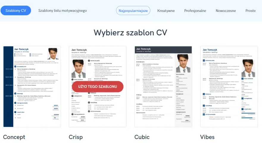 Wybieraj spośród szablonów CV, aby łatwo stworzyć profesjonalny dokument. Dowiedz się, jak napisać CV na telefonie, korzystając z gotowych wzorów.