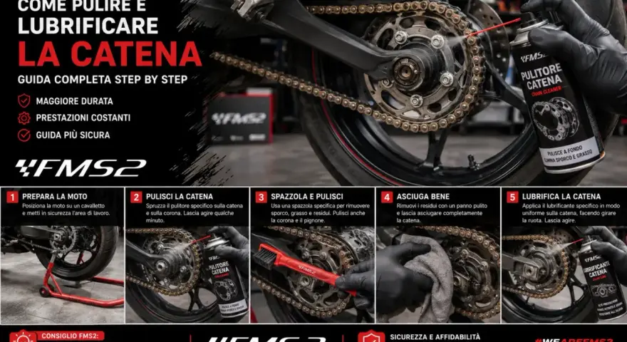 Guida passo passo su come pulire e lubrificare la catena della moto per maggiore durata e sicurezza.