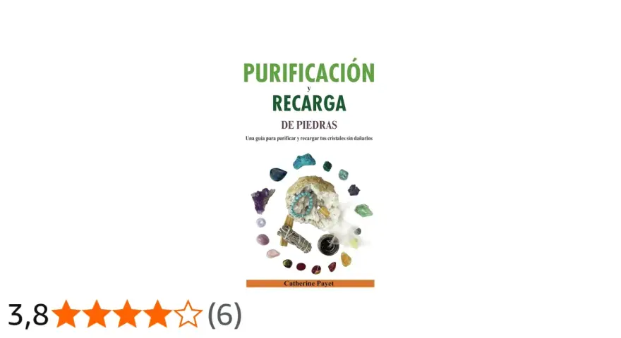 Guía sobre cómo limpiar y cargar piedras, con imágenes de cristales y un incienso.
