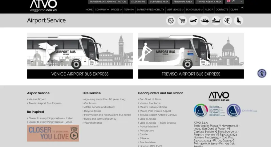 Autobus ATVO na lotnisko Wenecja i Treviso. Podróżuj wygodnie z lotniska do celu.