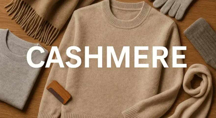 Prendas de lujo: suéteres, bufanda, guantes y peine para el cuidado de que es el cashmere, la fibra más suave y cálida.