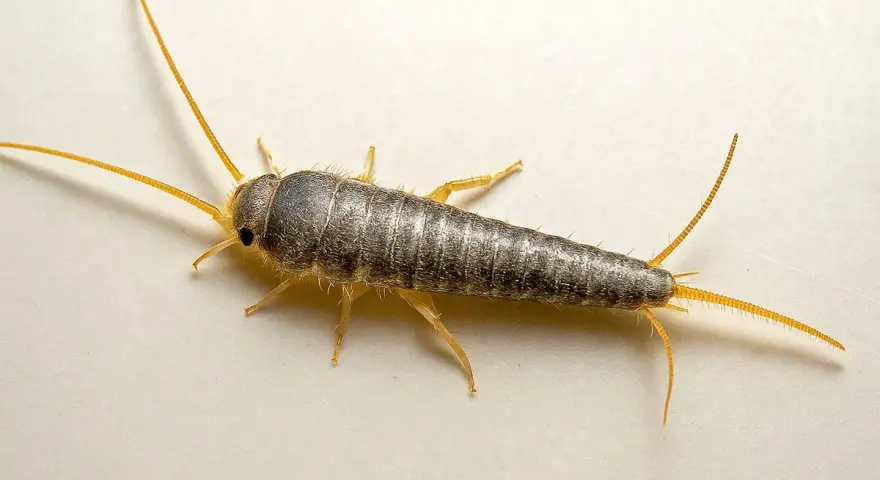 Un pececillo de plata, insecto plateado con antenas largas. Aprende pececillos de plata como eliminarlos de tu hogar.