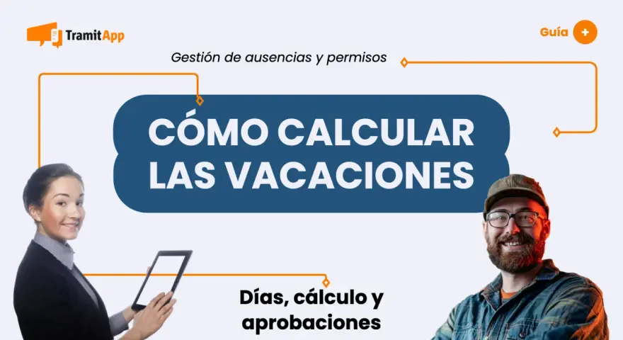 Guía sobre cómo se cuentan las vacaciones, con dos personas sonriendo y el título "Cómo calcular las vacaciones".
