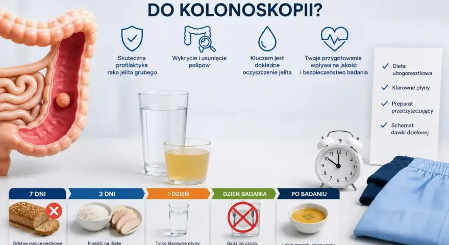 Przygotowanie do kolonoskopii: dieta, płyny, preparat. Badanie fizykalne brzucha kolejność jest kluczowa dla jego skuteczności.