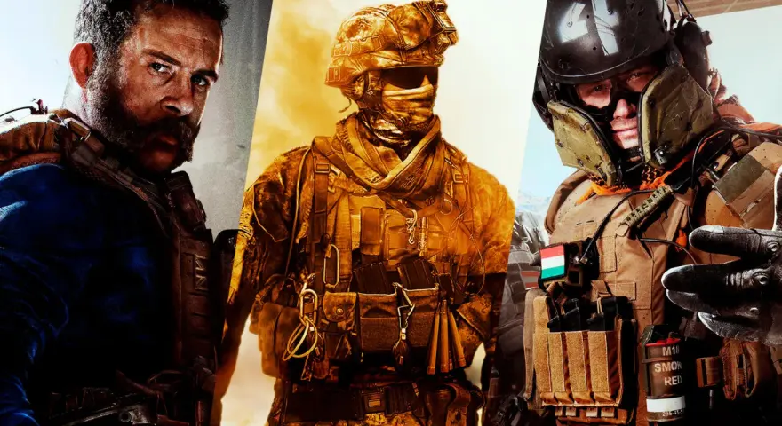 Tres soldados de los juegos de Call of Duty, listos para la acción.