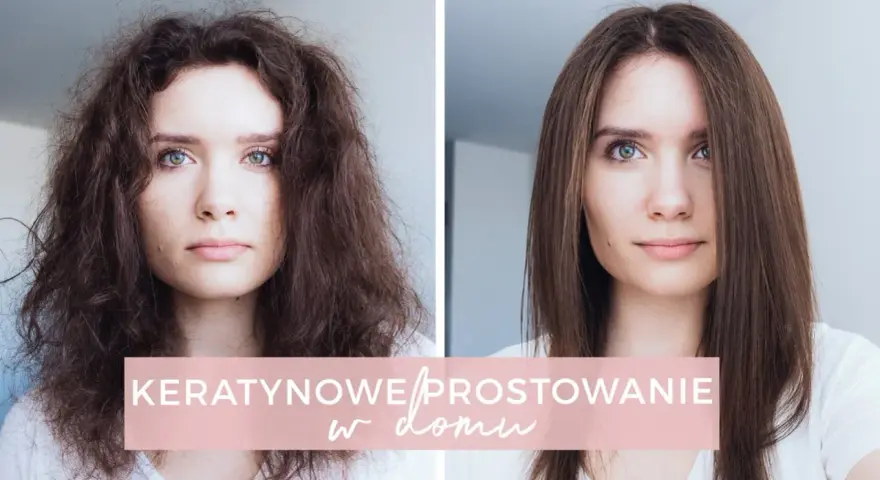 Przed i po: zniszczone, puszące się włosy po domowej keratynie na włosy stają się gładkie i lśniące.
