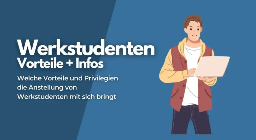Ein junger Mann mit Laptop, der die Vorteile einer Werkstudenten-Anstellung erklärt.