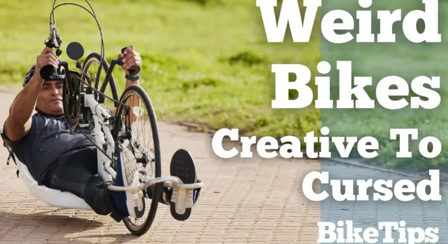 Man on a recumbent trike, one of many weird bikes featured in BikeTips.