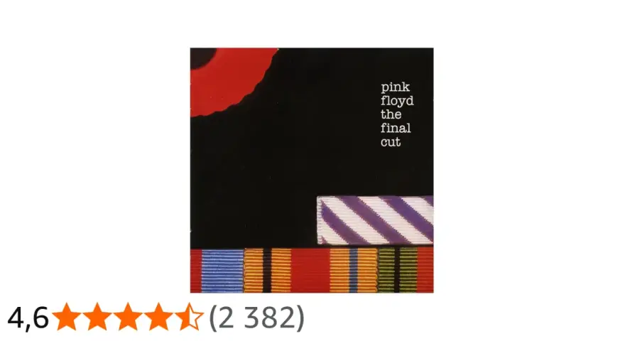 Pochette de l'album Pink Floyd The Final Cut, avec un coquelicot rouge, des rubans et le titre.