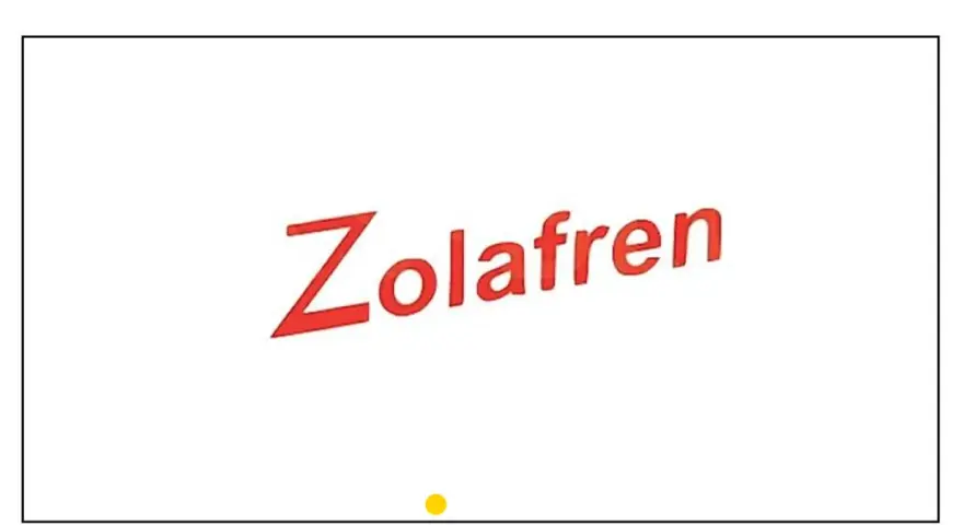 Napis "Zolafren" w kolorze czerwonym na białym tle.