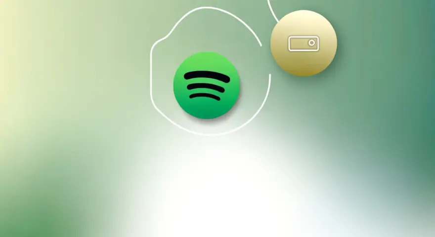 Logo Spotify i ikona karty podarunkowej na zielonym tle.