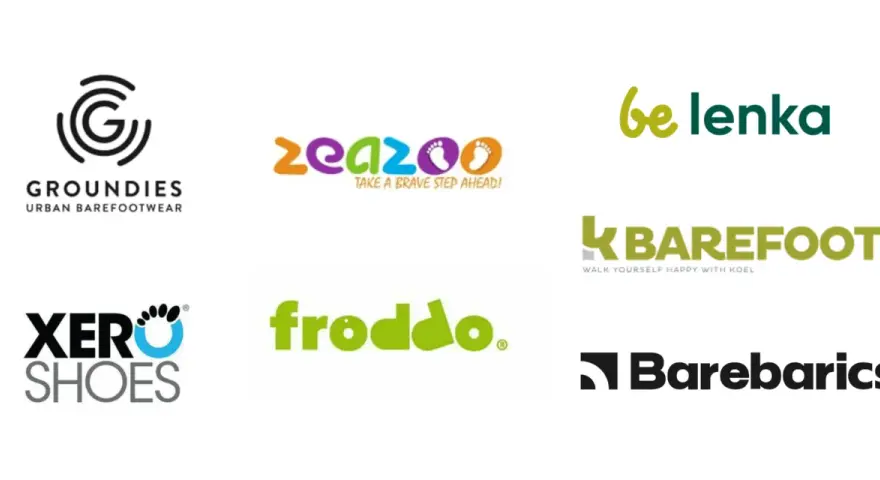 Loga marek butów: Groundies, Zeazoo, Be Lenka, Xero Shoes, Froddo, K Barefoot, Barebarics.