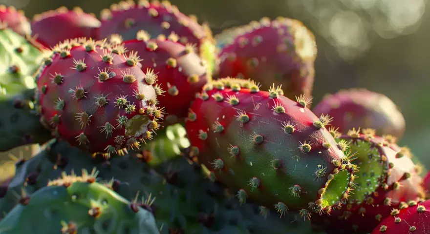Close-up of ripe prickly pears, hinting at the amazing prickly pear oil benefits for skin and hair.