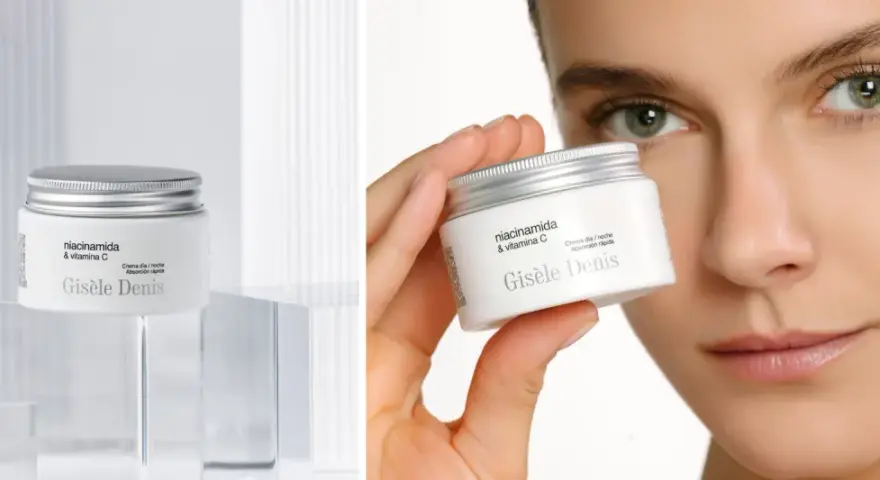 Crema Gisèle Denis con niacinamida y vitamina C, ideal para día y noche. Una piel radiante y de rápida absorción.