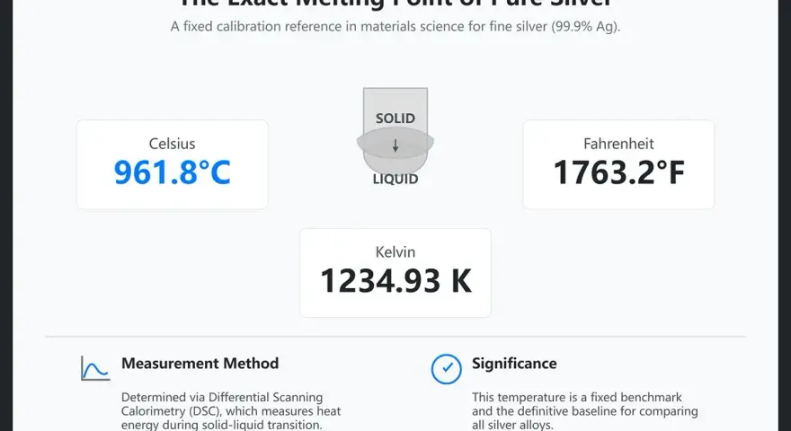 Il punto di fusione dell'argento puro è 961.8°C. Questo valore è fondamentale per capire a che temperatura fonde l'argento.