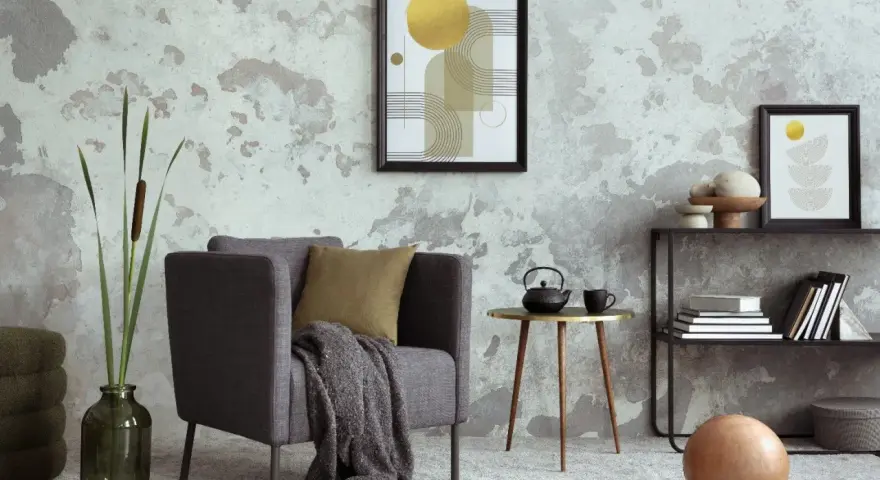 Salón moderno: combina papel pintado y pintura con estilo experto